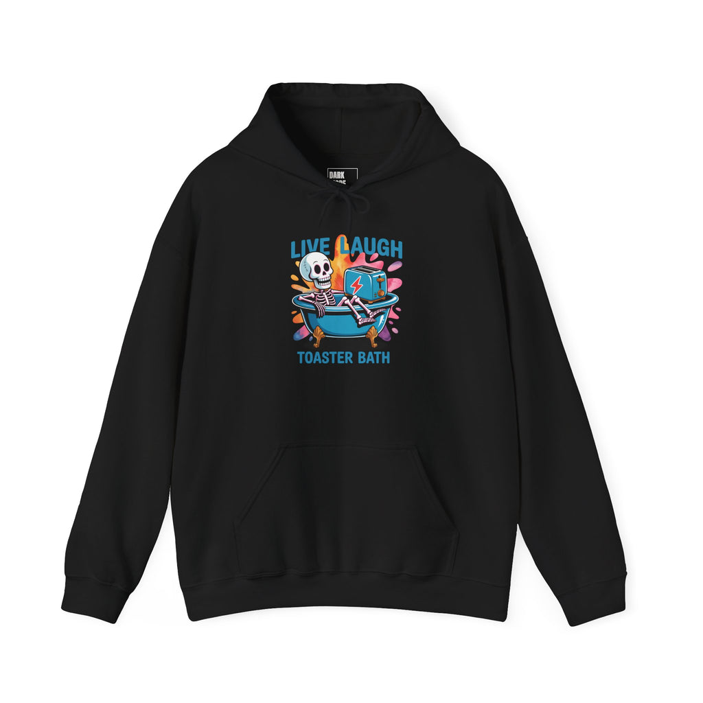 Hoodie — 'Live Laugh Toaster Bath' Cute Retro Skeleton Bathtub Graphic Hoodie