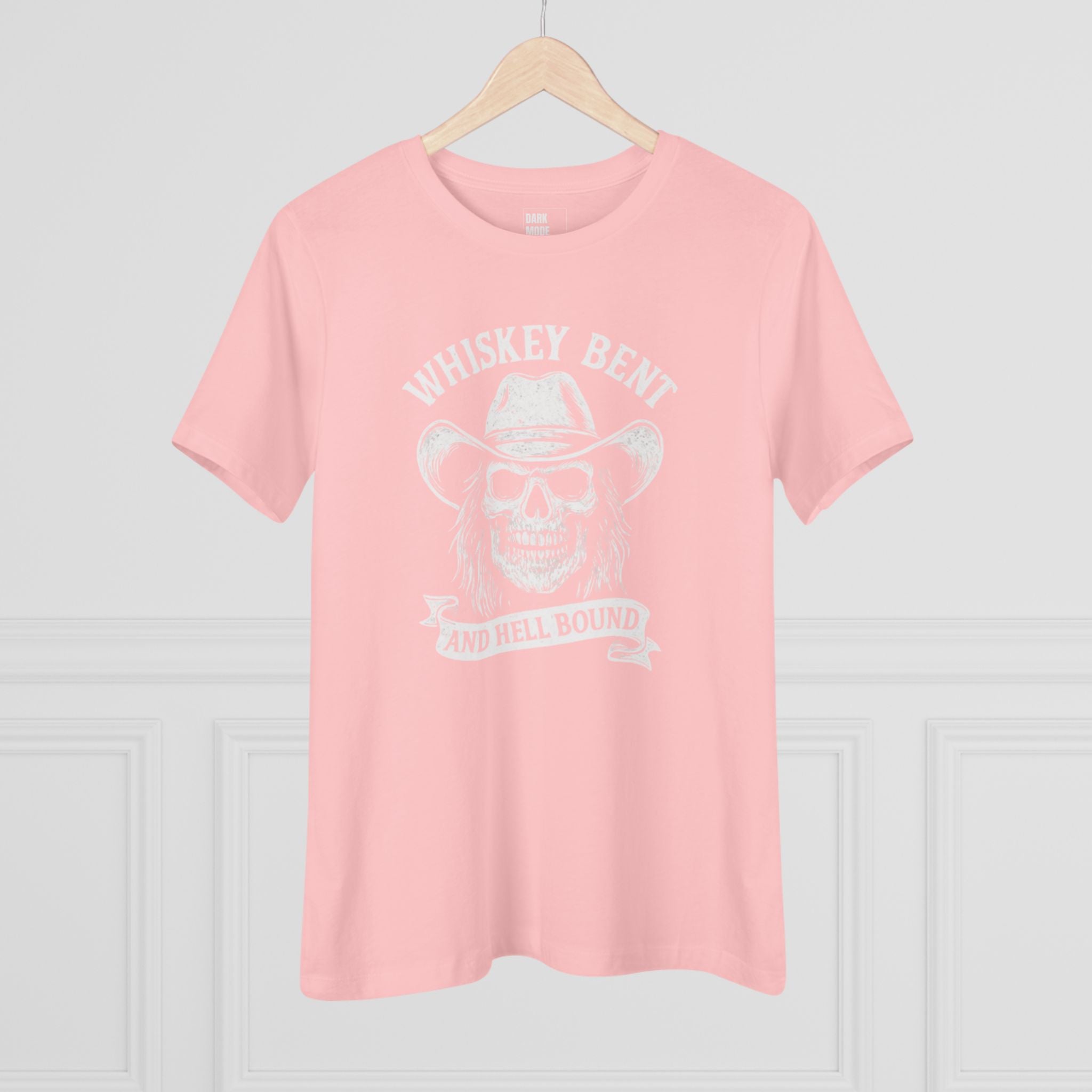 Whiskey Bent Skull Tee — Women's Cowboy Skull Shirt ("Whiskey Bent and Hell Bound")