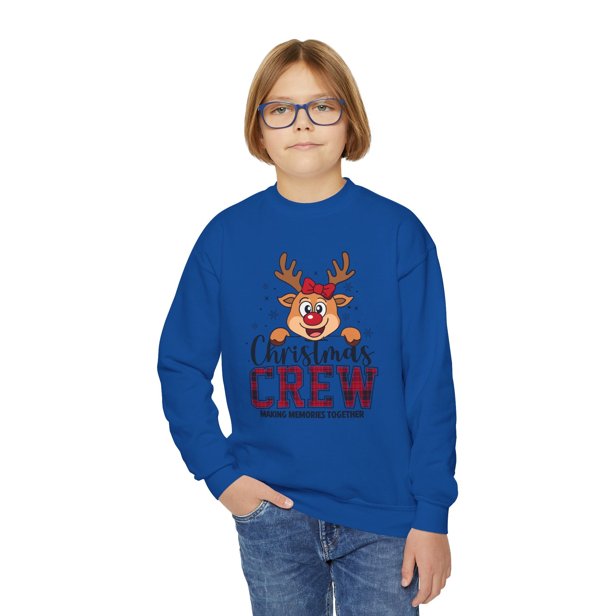 Christmas Crew Youth Sweatshirt – Reindeer 'Making Memories Together' Holiday Crewneck