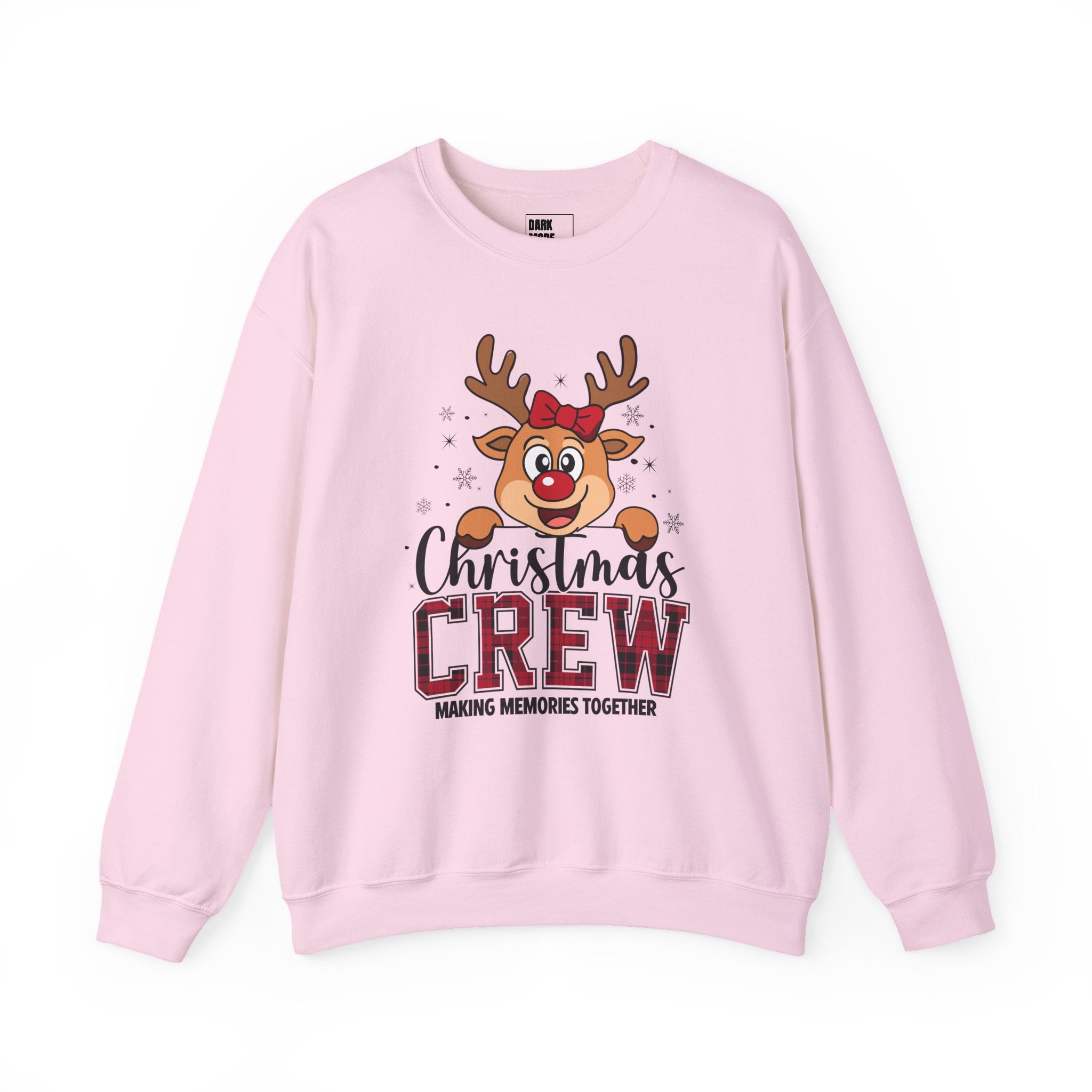Christmas Crew Sweatshirt — Cute Reindeer "Christmas Crew: Making Memories Together" Holiday Pullover
