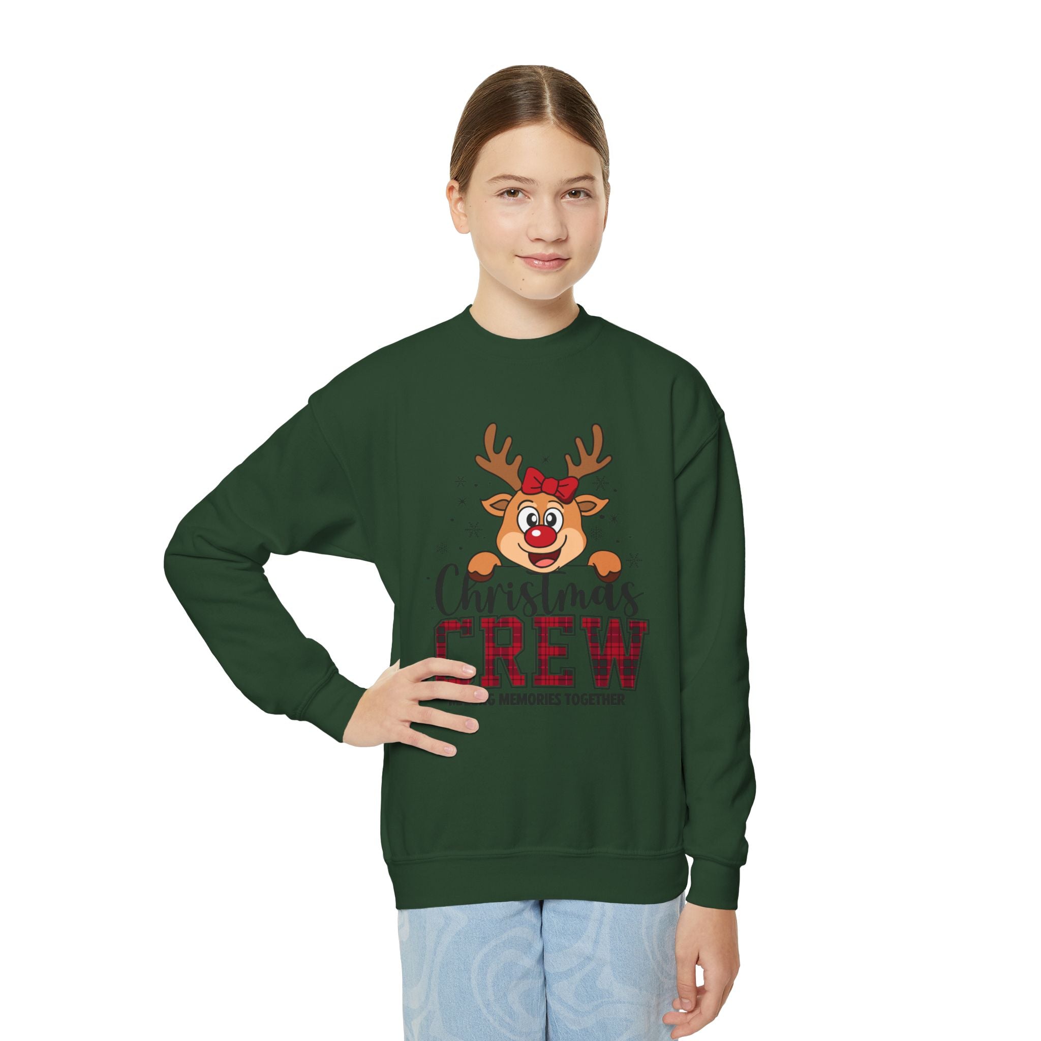 Christmas Crew Youth Sweatshirt – Reindeer 'Making Memories Together' Holiday Crewneck