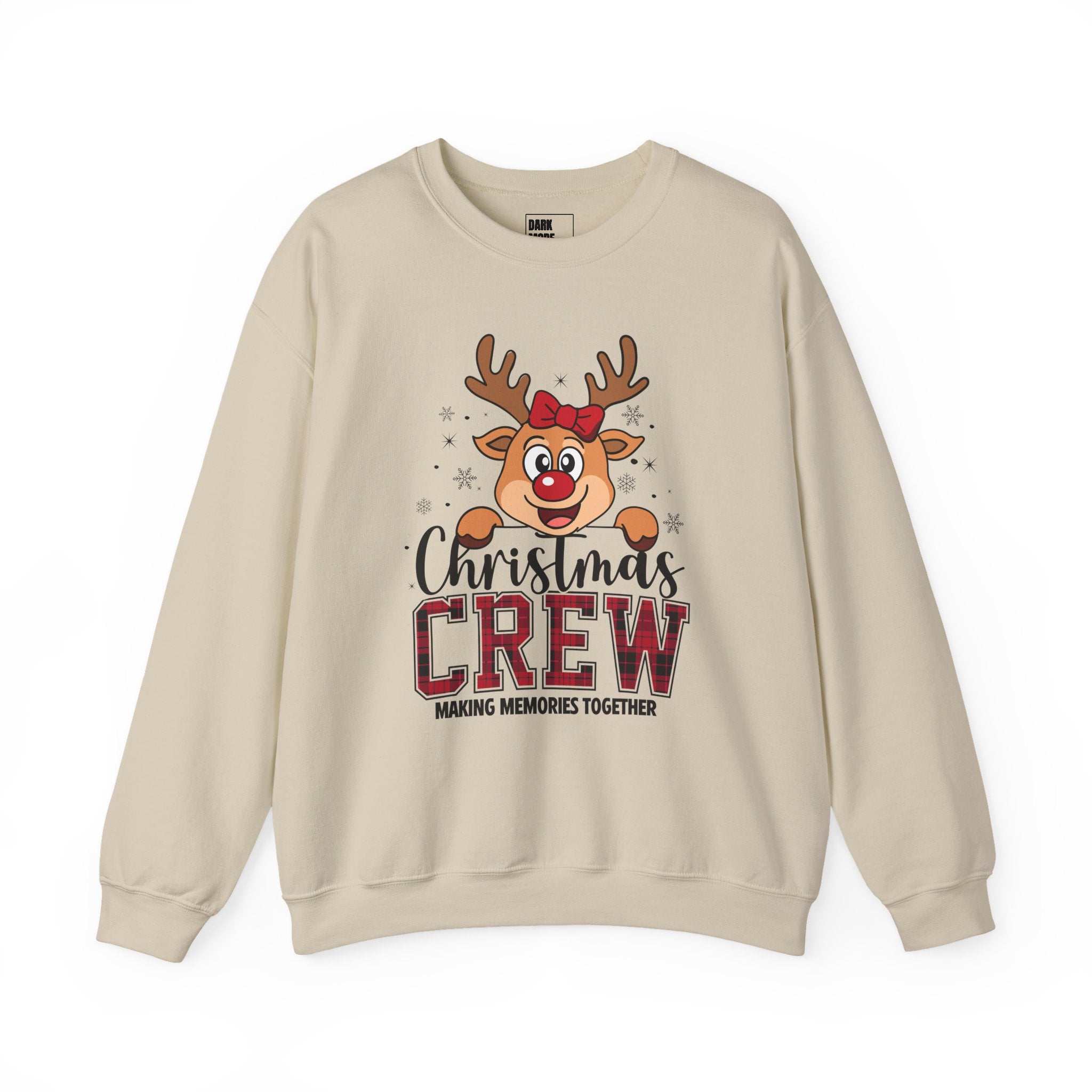 Christmas Crew Sweatshirt — Cute Reindeer "Christmas Crew: Making Memories Together" Holiday Pullover