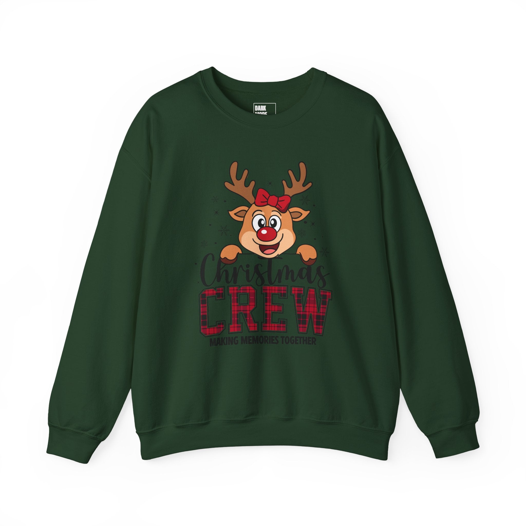 Christmas Crew Sweatshirt — Cute Reindeer "Christmas Crew: Making Memories Together" Holiday Pullover