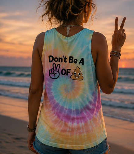 Tie-Dye Tank Top — "Help One Another" / "Don't Be a Peace of Poo."