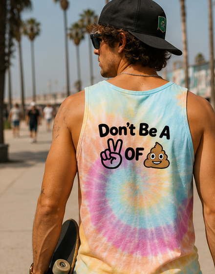 Tie-Dye Tank Top — "Help One Another" / "Don't Be a Peace of Poo."