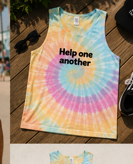 Tie-Dye Tank Top — "Help One Another" / "Don't Be a Peace of Poo."
