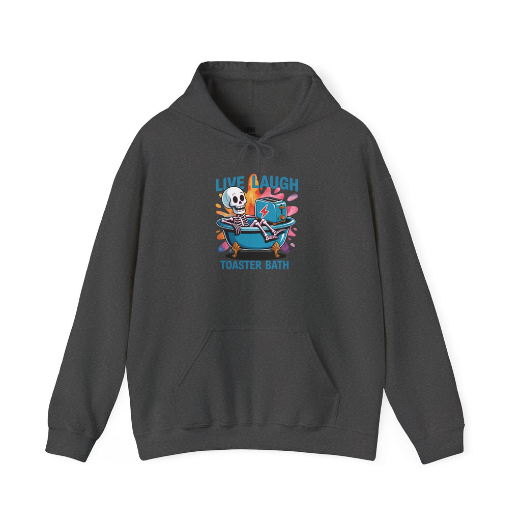 Hoodie — 'Live Laugh Toaster Bath' Cute Retro Skeleton Bathtub Graphic Hoodie
