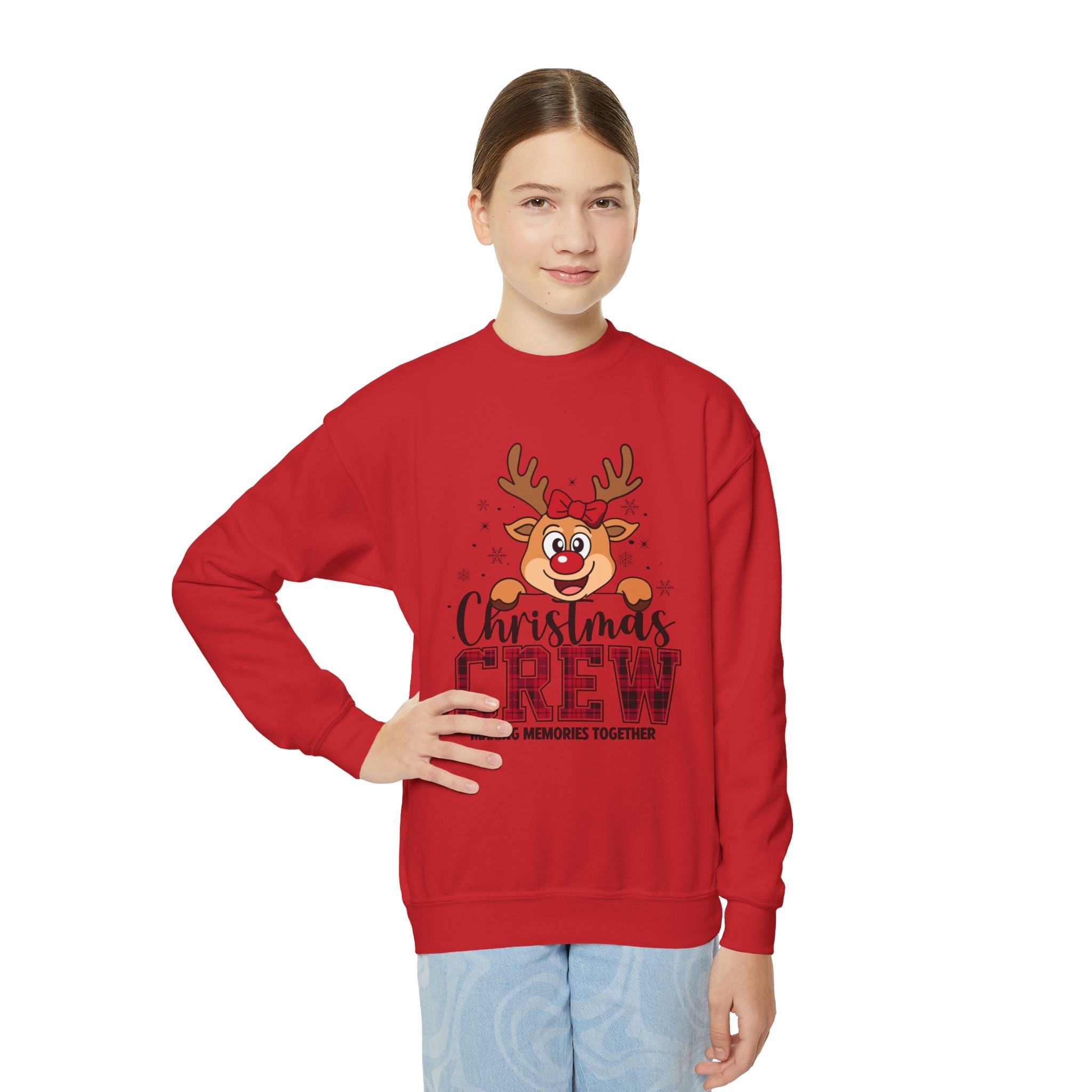 Christmas Crew Youth Sweatshirt – Reindeer 'Making Memories Together' Holiday Crewneck