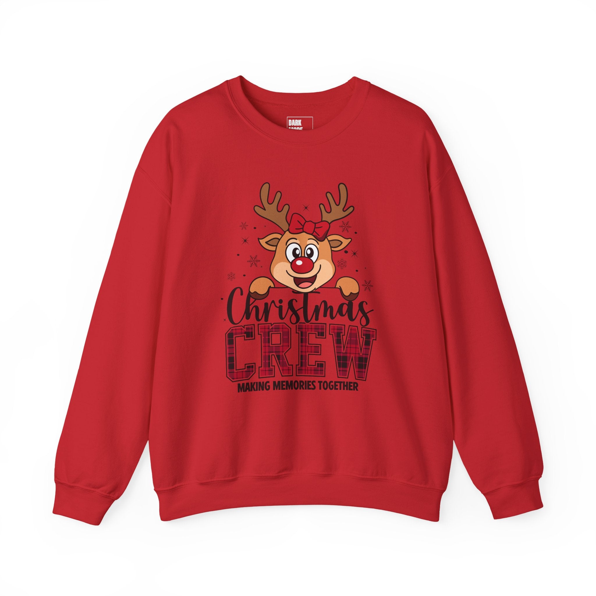 Christmas Crew Sweatshirt — Cute Reindeer "Christmas Crew: Making Memories Together" Holiday Pullover