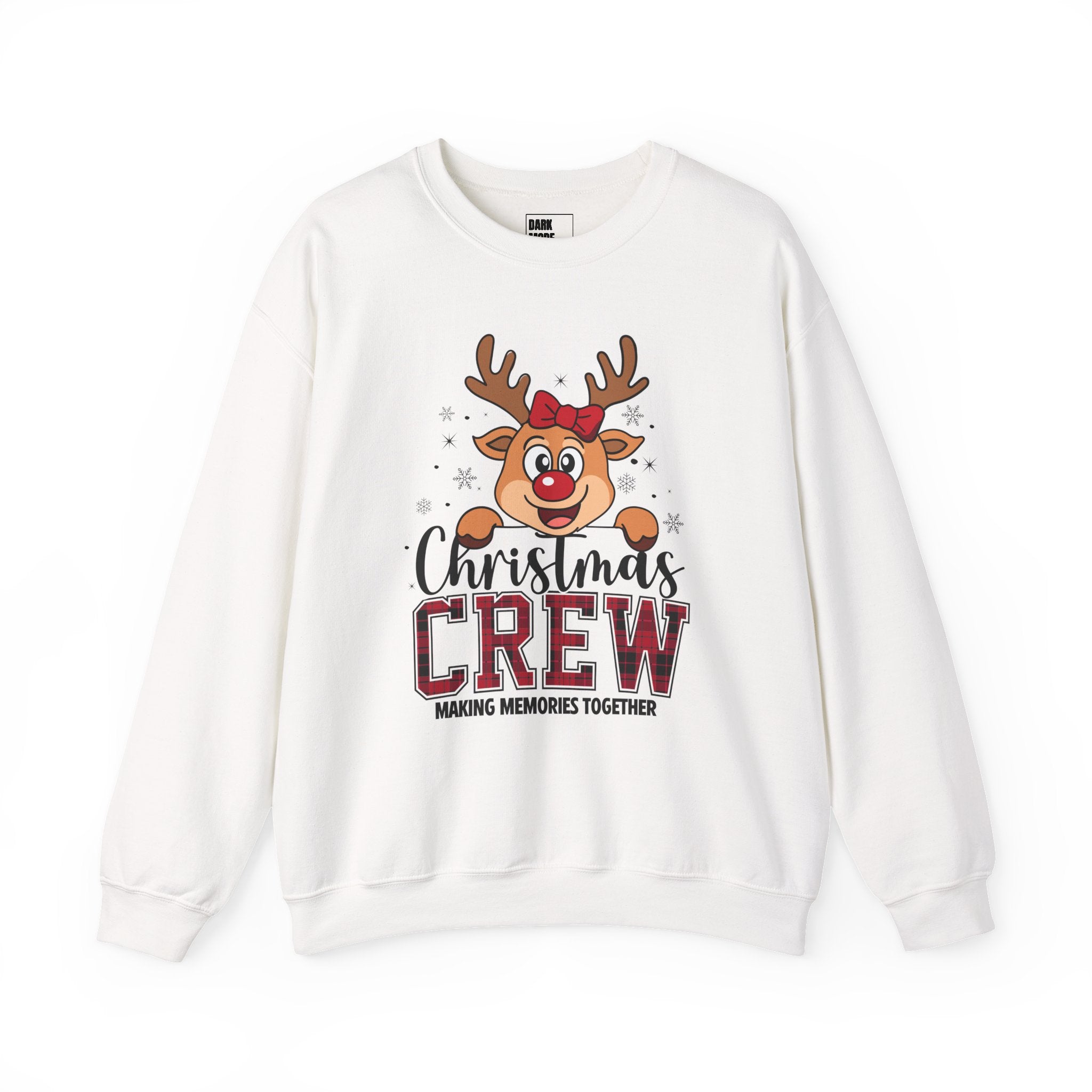 Christmas Crew Sweatshirt — Cute Reindeer "Christmas Crew: Making Memories Together" Holiday Pullover